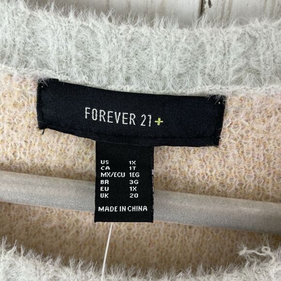 Forever 21+ Flower Power Sweater Sz 1X Long Sleeve Tunic Groovy 70’s Fuz… - Picture 3 of 10